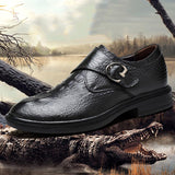 Retro Genuine Leather Alligator Pattern Men's Dress Shoes