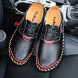 Male Soft Flat Stitching Manual Casual Oxford Shoes