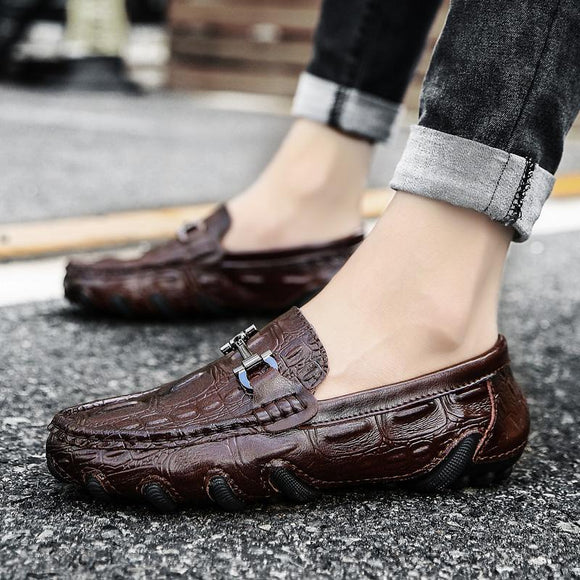 Luxury Genuine Leather Slip-on Men's Loafers Boat Shoes