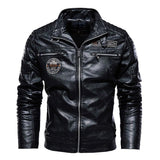 Men's European And American Motorcycle Clothing Modern Tough Guy Plus Velvet Leather Jacket