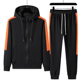 Men's Spring Fashion Casual Hoodie Tracksuit 2 PIECE Set (Jacket + Pants)