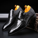 Men's  Classic Crocodile Pattern Business Designer Leather Loafers Christmas Party Formal  Dress Shoes