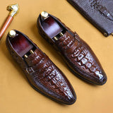 Men's Genuine Leather Crocodile Printed Single Buckle Monk Strap  Formal Oxfords Shoes