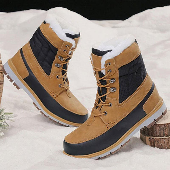 Waterproof Winter Warm Plush Fur Men Ankle Boots