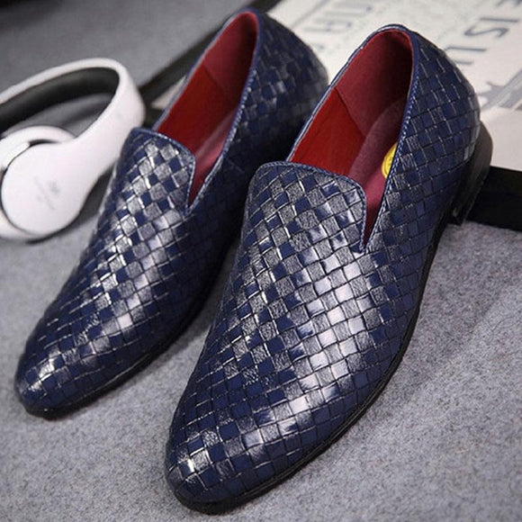 Men's Shoes- Luxury Weave Slip On Men's Dress Casual Shoes