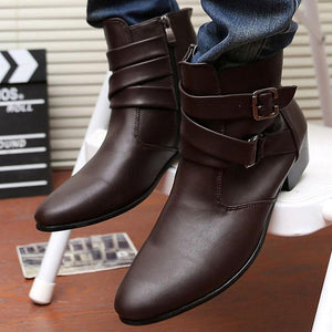 British Style Motorcycle Work Casual Men Ankle Shoes