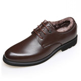 Fashion Leather Warm Fur Dress Shoes Wedding Big Size