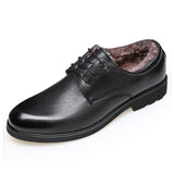 Fashion Leather Warm Fur Dress Shoes Wedding Big Size