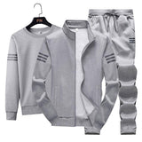 Men's Spring Casual Sportswear Suit Sweater Zipper Jacket Autumn 3-piece