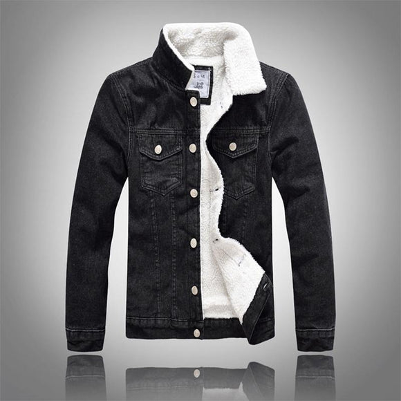 Trendy Warm Fleece Denim Men Jackets