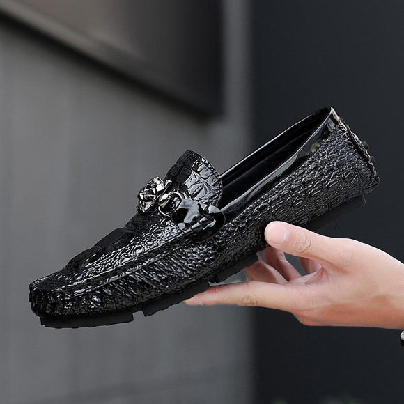 Fashion Crocodile Pattern Leather Moccasin Men Loafers