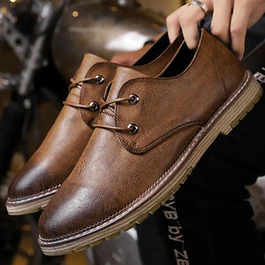 British Retro Leather Lace Up Men's Casual Shoes