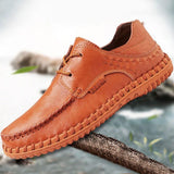 Italy Style Genuine Leather Comfortable Lace Up Men's Casual Shoes