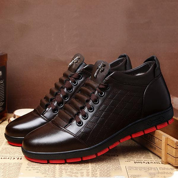 Fashion Lace-up Genuine Leather Flat Men Ankle Boots