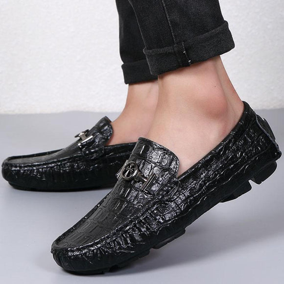 Plus Size Genuine Leather Men's Driving Shoes Loafers