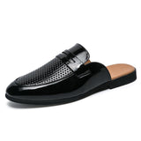 Summer PU Leather Slip-on Half Men's Slippers