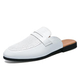 Summer PU Leather Slip-on Half Men's Slippers