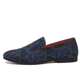 Classic Floral Pattern Embroidery Suede Men's Loafers