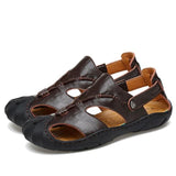 Genuine Cow Leather Summer Soft Breathable Male Sandals Shoes