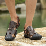 Genuine Cow Leather Summer Soft Breathable Male Sandals Shoes