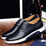 Casual Leather Fashion Trendy Black Blue Brown Flat Shoes
