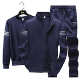 Men's Spring Casual Sportswear Suit Sweater Zipper Jacket Autumn 3-piece