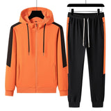 Men's Spring Fashion Casual Hoodie Tracksuit 2 PIECE Set (Jacket + Pants)