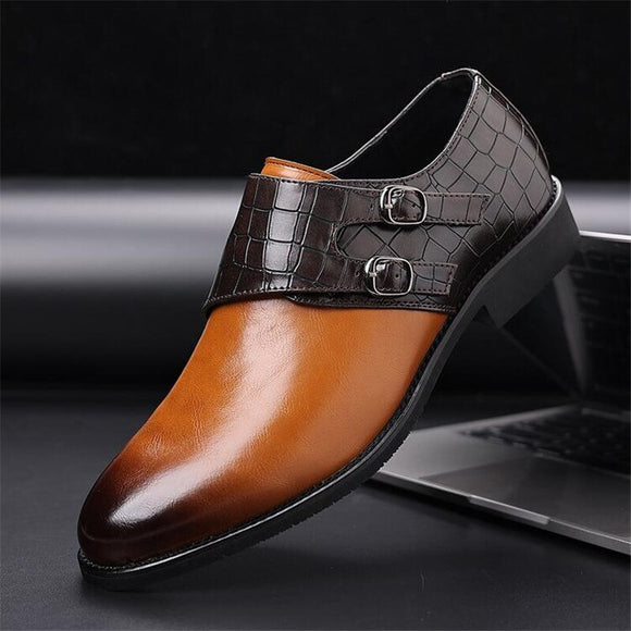 Fashion Buckle Men's Leather Oxfords Business Office Dress Shoes