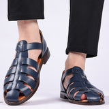 Popular Summer New Design Men Toe Leather Hollow Out Beach Sandals Shoes