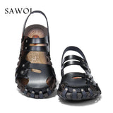 Genuine Split Leather Men Sandals Brand Men Casual Shoes