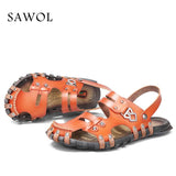 Genuine Split Leather Men Sandals Brand Men Casual Shoes