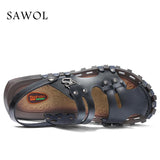 Genuine Split Leather Men Sandals Brand Men Casual Shoes