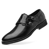 Fashion Buckle Men's Leather Oxfords Business Office Dress Shoes