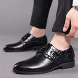 Fashion Buckle Men's Leather Oxfords Business Office Dress Shoes