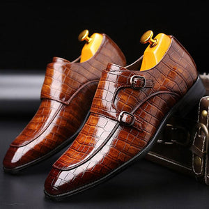 Men's  Classic Crocodile Pattern Business Designer Leather Loafers Christmas Party Formal  Dress Shoes