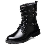 Combat Skull Metal Buckle Lace Male Motorcycle Boots Men's Shoes