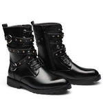 Combat Skull Metal Buckle Lace Male Motorcycle Boots Men's Shoes