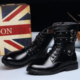 Combat Skull Metal Buckle Lace Male Motorcycle Boots Men's Shoes