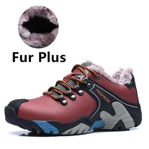 Genuine Leather Winter Warm Fur Male Shoes  Casual Lovers Sneakers