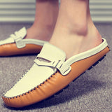 Summer Leather Slip On Driving Men's Slippers