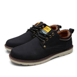 Fashion Waterproof Solid Lace-up Casual Pu Leather Shoes