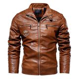 Men's European And American Motorcycle Clothing Modern Tough Guy Plus Velvet Leather Jacket