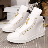 Luxury Men High Quality Hip Hop Skull Casual Leather High Top Shoes