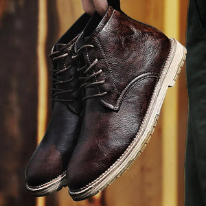 Fashion Leather Men Work Ankle Boots