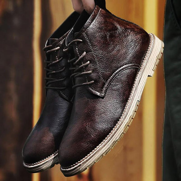 Fashion Leather Men Work Ankle Boots