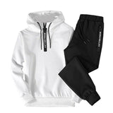 Patchwork Men's Sportswear Sets Hooded Thick Casual Tracksuit 2 Piece set (Sweatshirt + Sweatpants Set)