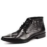 Men's Genuine Leather Lace-Up High Quality Pattern Ankle Boots