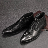 Men's Genuine Leather Lace-Up High Quality Pattern Ankle Boots