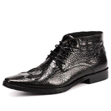 Men's Genuine Leather Lace-Up High Quality Pattern Ankle Boots