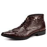 Men's Genuine Leather Lace-Up High Quality Pattern Ankle Boots